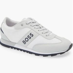 BOSS Men's Gray and White Sneakers